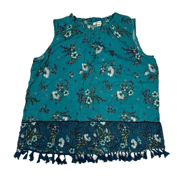 John Paul Richard Sleeveless Blouse Floral Crew Neck Tassel Tank Boho Women's M - Picture 1 of 9